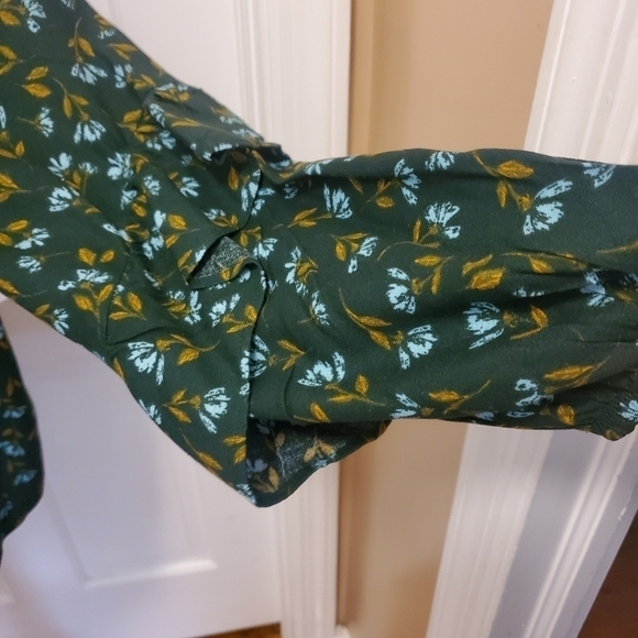 NWT Sonoma Floral Print Ruffle Peasant Blouse Size 0X green/blue - Picture 2 of 12